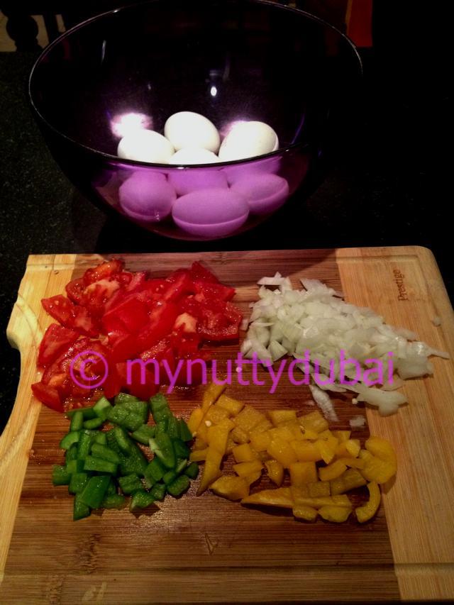 Fresh ingredients - onion, peppers, tomato